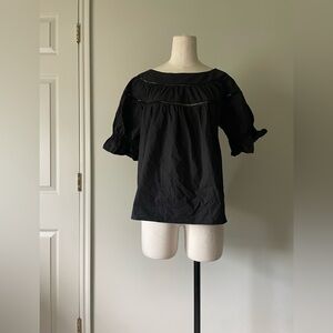 Ann Taylor black peasant tee 4 gathered sleeve blouse